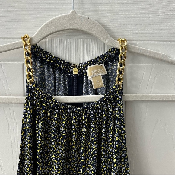 Michael Kors Chain Strap Midi Dress M – Y2K Resortwear Glam Floral - Picture 2 of 11